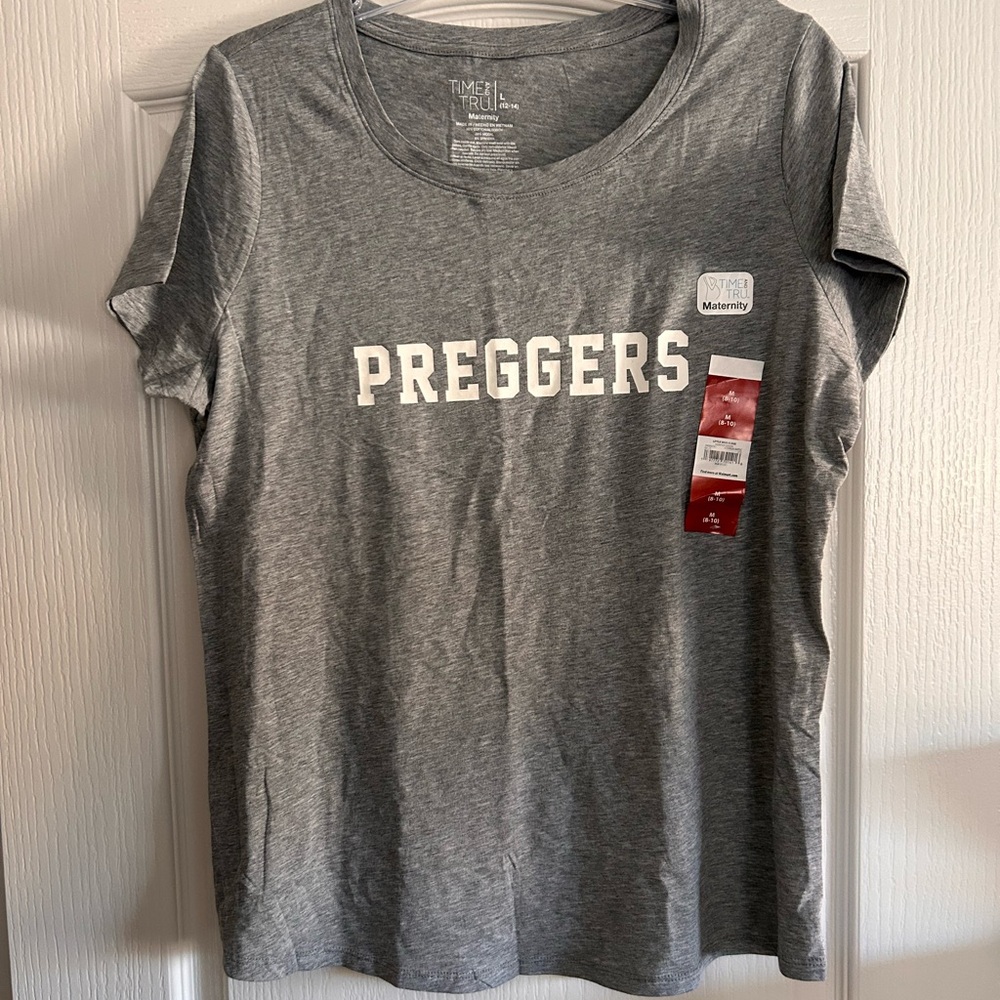 Time and Tru Gray Maternity T-Shirt with 'Preggers' Print